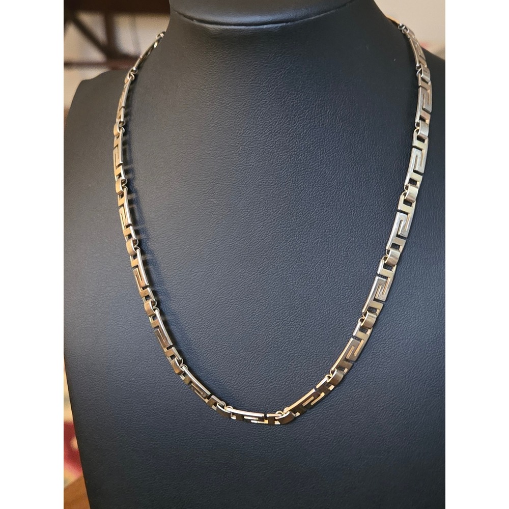 Goldtone Greek Key Necklace Everyday Wear Vintage